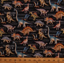 Cotton Dinosaur Land Dinos Animals Black Fabric Print by Yard D480.55 - £12.50 GBP