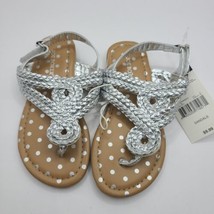 Joe Boxer Toddler Girls Silver Piper Sandal sz 7 hook loop fastening New W/ Tags - £9.42 GBP