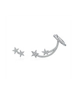 925 Silver Star Comet Asymmetry Stud Earrings for Women Clear CZ Bright Meteor E - $23.58