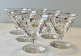 Beautiful MCM Libbey Glass Royal Fern Drinking Glasses Stemware Gold Accents, 6 - £37.98 GBP