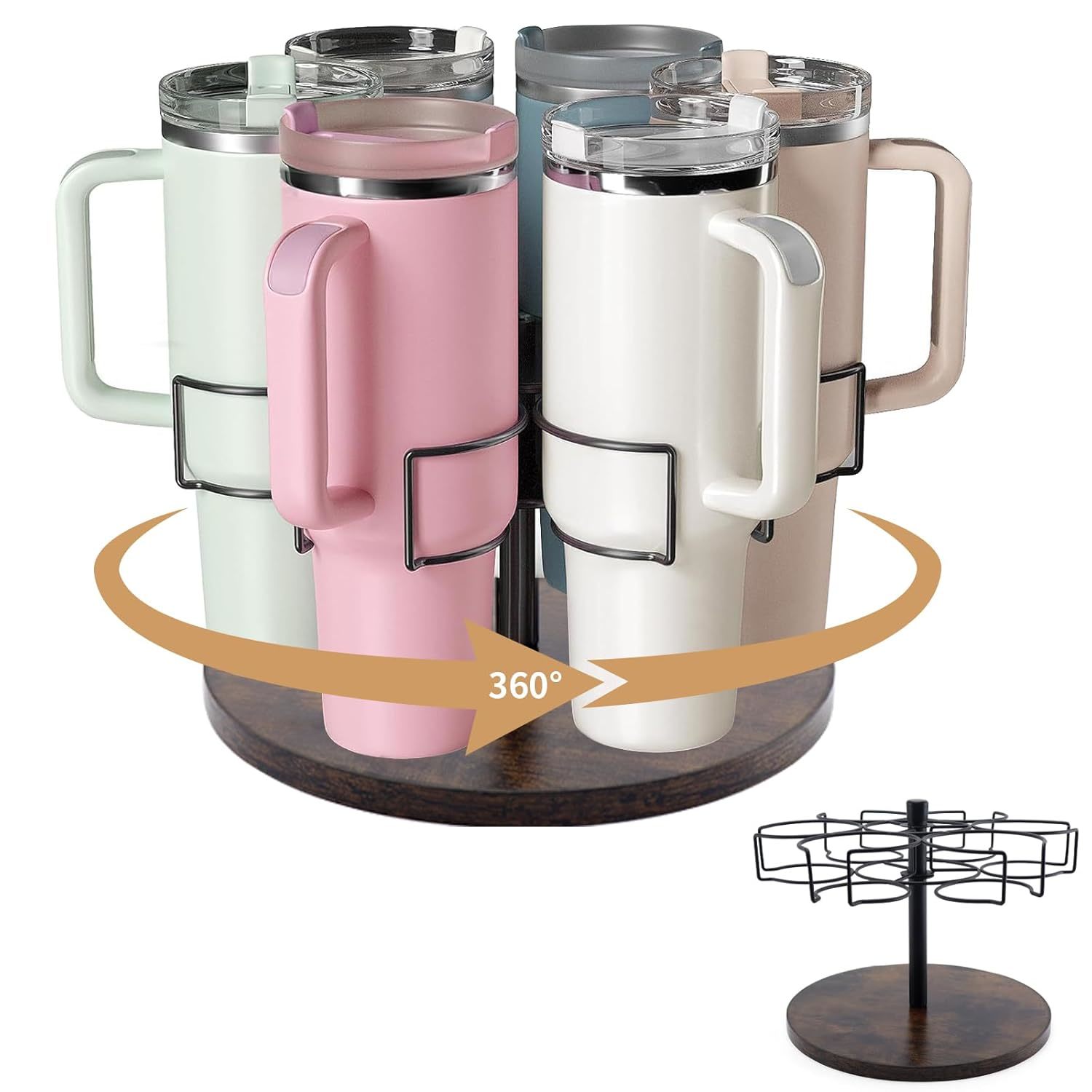 Water Bottle Organizer Holder For 40 Oz Stanley Tumbler With Handle, Rotating Tu