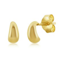 Gold Plated Sterling Silver Small Half Hoop Stud Earrings - £15.17 GBP