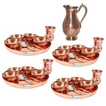 Prisha India Craft  Set of 4 Dinnerware Traditional 100% Pure Copper Dinner Set  - £222.48 GBP
