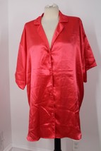 Vtg Victoria&#39;s Secret M/L Orange Satin Short Button-Front Sleep Shirt Gown - £29.75 GBP