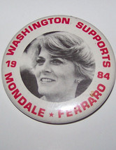 vintage political button {geraldine ferraro} - £6.25 GBP
