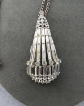 Vintage Trifari Rhinestone Pendant Necklace Baguettes Rhinestones Silver... - $89.00