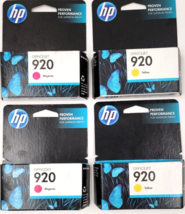 HP #920 Printer Ink Cartridges Yellow &amp; Magenta 2 Each Bundle - £8.79 GBP