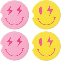 G1Ngtar 4Pcs.Preppy Car Drink Coasters With Finger Notch Aesthetic Lightning - £11.75 GBP