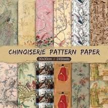 24Pcs Chinoiserie Pattern Paper, 12 Designs, Double-Sided, 30 X 30Cm, Gl... - $19.10