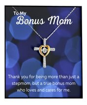 Cross Dancing Necklace Stepmom Gift, True Bonus Mom, Message Card Jewelr... - $53.85+