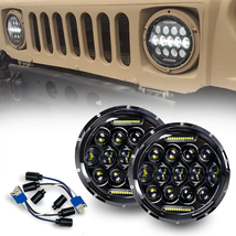 Military M998 Humvee Headlights PAIR LED Black Bezel Head Light Plug &amp; Play H1 - $179.00