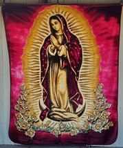 Guadalupe Virgin Mary Flower Rose Pray Religious Queen Size Blanket Bedspread - £44.34 GBP