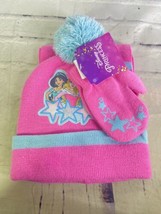 Disney Princess Knit Pom Toddler Beanie Hat Cap Mittens Scarf 3 Piece Set NEW - £10.95 GBP