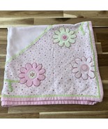 Vintage 90s Little Me Pink Green Floral Baby Blanket Appliqué Flowers 28... - £17.18 GBP