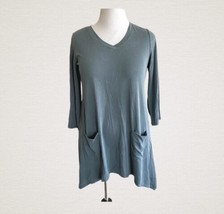 LOGO by Lori Goldstein V-neck Tee with 3/4 Sleeves Soft Tunic Teal Green - £15.78 GBP