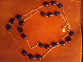 Chaps Necklace Silver Chain With Blue Beads  - £7.51 GBP