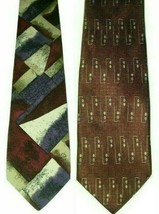 Mens Neck Tie Lot Of 2 Bass &amp; Jos Bank Silk Burgundy Blue Ivory NEW W/O TAGS - £4.69 GBP