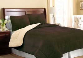 Andes Chocolate Solid Blanket With Sherpa Softy Thick And Warm 3 Pcs King Size - £50.63 GBP