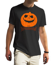 scary pumpkin happy halloween Black T Shirt - £18.07 GBP