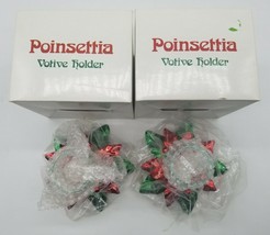 Department Dept 56 Christmas Poinsettia Votive Red &amp; Green Candle Holders 4351-6 - £44.57 GBP