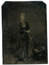 CIRCA 1860&#39;S 1/6th Plate 2.38X3.38 in Hand Tinted TINTYPE Beautiful Young Girl - £14.49 GBP