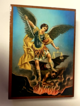 St Michael the Archangel Wood Rosary Box with Rosary, New from Colombia ... - $29.99