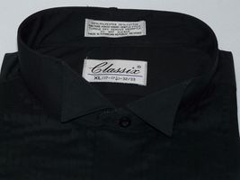 Men's Tuxedo shirt By CLASSIX Wing Tip Formal Pleated Front After Six M00 Black image 2