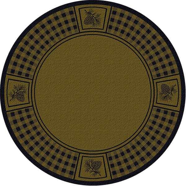 Woodland Elegance Green Plaid 8&#39; Round Area Rug - $778.94