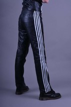 Men&#39;s Leather Lambskin Jogging Trouser Track Stripes Design for Running ... - £82.21 GBP