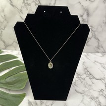 Vintage 90s Porcelain Floral Pendant Necklace Gold Tone Chain Cottage Pu... - $16.82