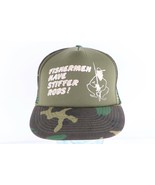 Vintage 80s Fishermen Have Stiffer Rods Spell Out Camouflage Trucker Hat... - $908.22 MXN
