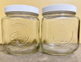 Golden Harvest 5.25 in Clear Glass Canister Jar White Lid Farmhouse Set ... - £14.40 GBP