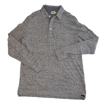 Faherty Gray Striped Long Sleeve Cotton Blend Collared Polo Shirt Mens L... - £17.62 GBP