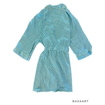 Polka Dot Satin Short Summer Robe With Attached Belt - $18.80