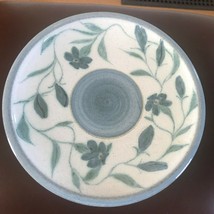Estate Artist Signed Blue Floral Round Pottery Plate -  10.25 inches in diameter - £12.00 GBP