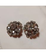 Vintage Rhinestone Clip-On Earrings Silver Tone - $7.92