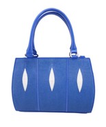 Genuine Stingray Skin Handbag / Shoulder Bag Long Adjusted Strap Women Blue - £220.24 GBP