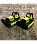 2x TONKA 1994 TONKA MIGHTY MINI YELLOW BULLDOZER 3&quot; DIECAST PLASTIC 1:64 - £11.09 GBP