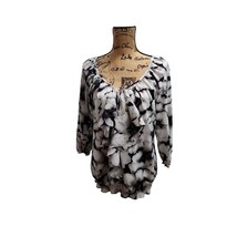 White House Black Market Floral Print Blouse Elegant Scoop Neck Top Size L - $24.74