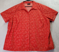 Maggie Barnes Shirt Womens 2X Orange Floral Short Sleeve Collared Button Down - £14.10 GBP