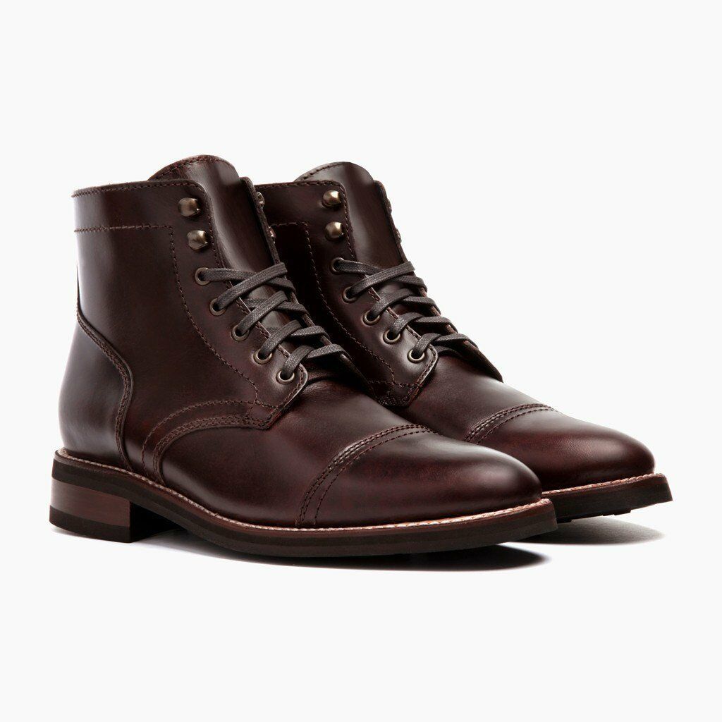 Men's Dark Brown Color Lace up Cape Toe High Ankle Genuine Leather Boots US 7-16