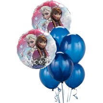 Disney Frozen Balloon Bouquet Package 2 Foil 6 Blue Latex Birthday Party New - £5.55 GBP