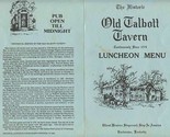 Old Talbott Tavern Menu Bardstown Kentucky 1779 Oldest Western Stagecoac... - £30.07 GBP