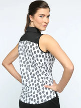 NWT BELYN KEY Mosaic Polka Dot Black White Kali Sleeveless Golf Shirt - XS S & M image 2