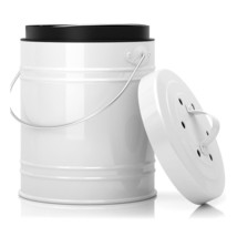 3 Liter White Countertop Compost Bin - Kitchen Compost Bin With Ez-No Lo... - £37.65 GBP