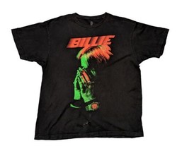 Billie Eilish Red &amp; Green BILLIE Sz X-Large Black T-Shirt Lash Music - £11.35 GBP