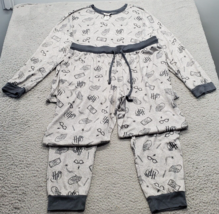 Harry Potter 2 Piece Pajama Set Womens XL Gray Geo Print Polyester Knit ... - $23.05