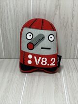 Bonjour Baby See Stuf Small red black robot Plush baby rattle soft toy - $5.93