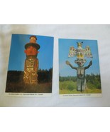 2 Vtg postcard Vancouver Canada Totem Poles Wild Woman Human unposted - £7.86 GBP