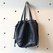 Madewell Black Leather Women&#39;s Medium DrawstringTransport Tote Bag Purse... - £39.96 GBP